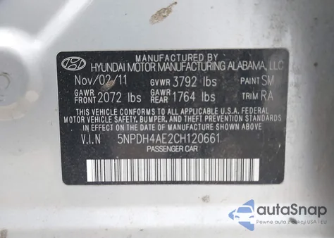 2012 Hyundai Elantra Limited из США, поврежденный, VIN 5NPDH4AE2CH120661